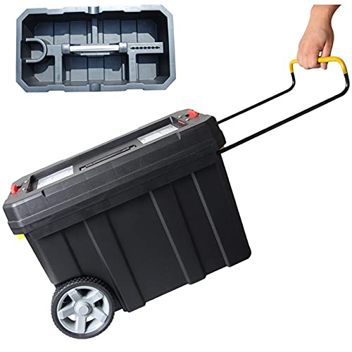 Chariot à Outils et Organisateur de boîte à Outils empilable avec poignée télescopique Confortable Coffre de Rangement Parfait pour perceuse