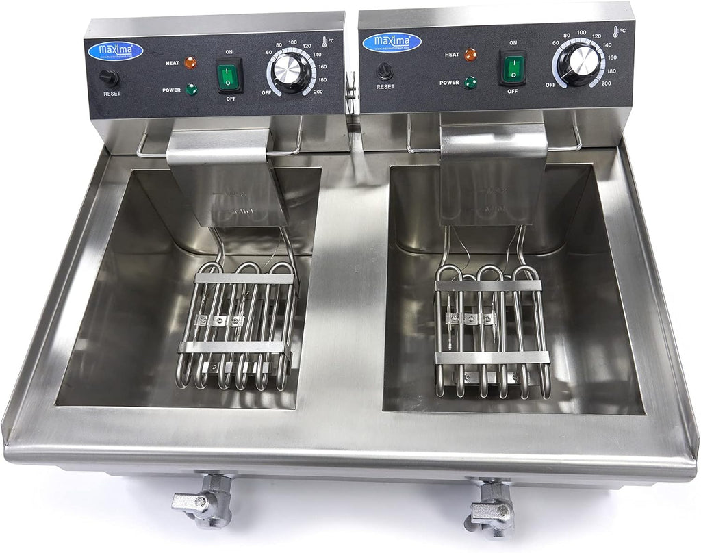 Friteuse 2x 13 L 2 Paniers avec robinet - Friteuse - Friteuse double traiteur - Inox - Professionnelle - 26 Litres