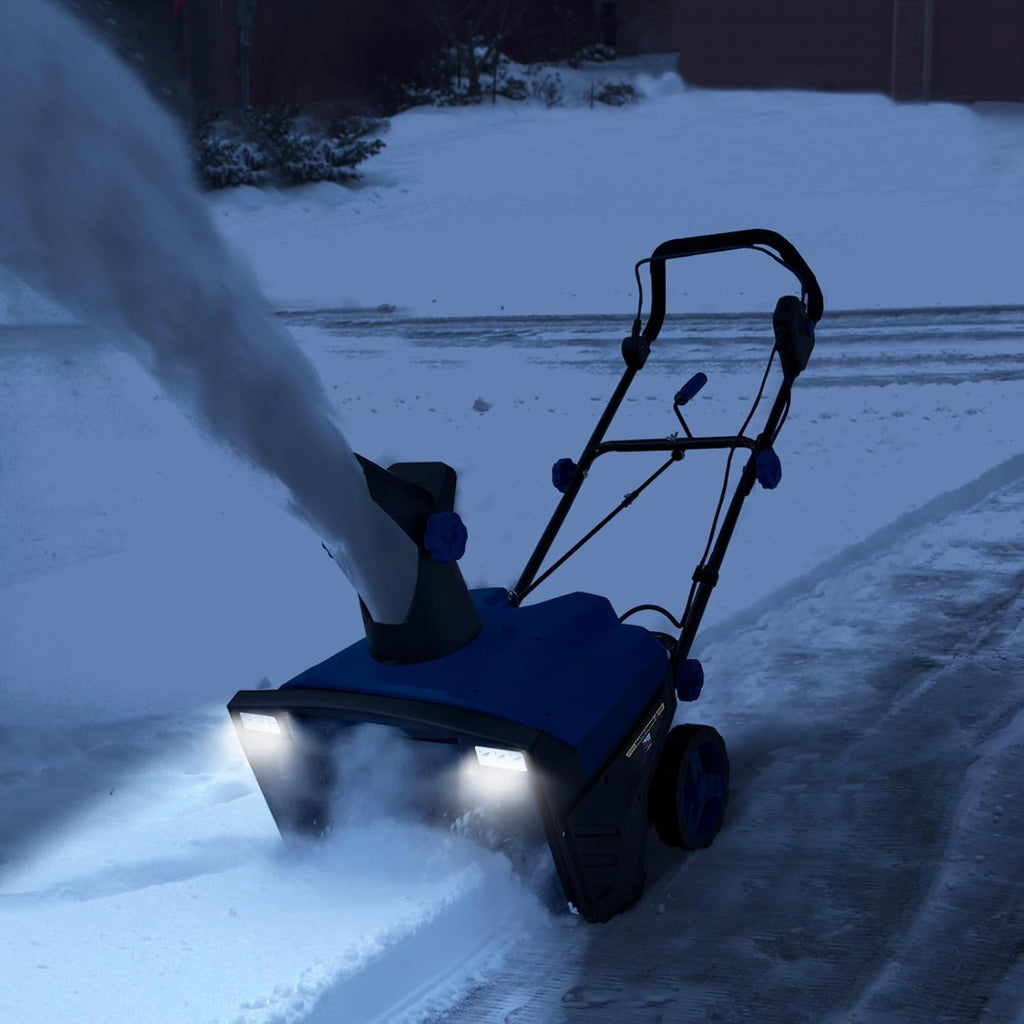 COSTWAY Déneigeuse Électrique avec 2 Lumières LED, Souffleuse à Neige Filaire 15 A 500 mm avec Goulotte Rotative à 180° Distance de Projection 9 m, pour Jardin Cour (Bleu)