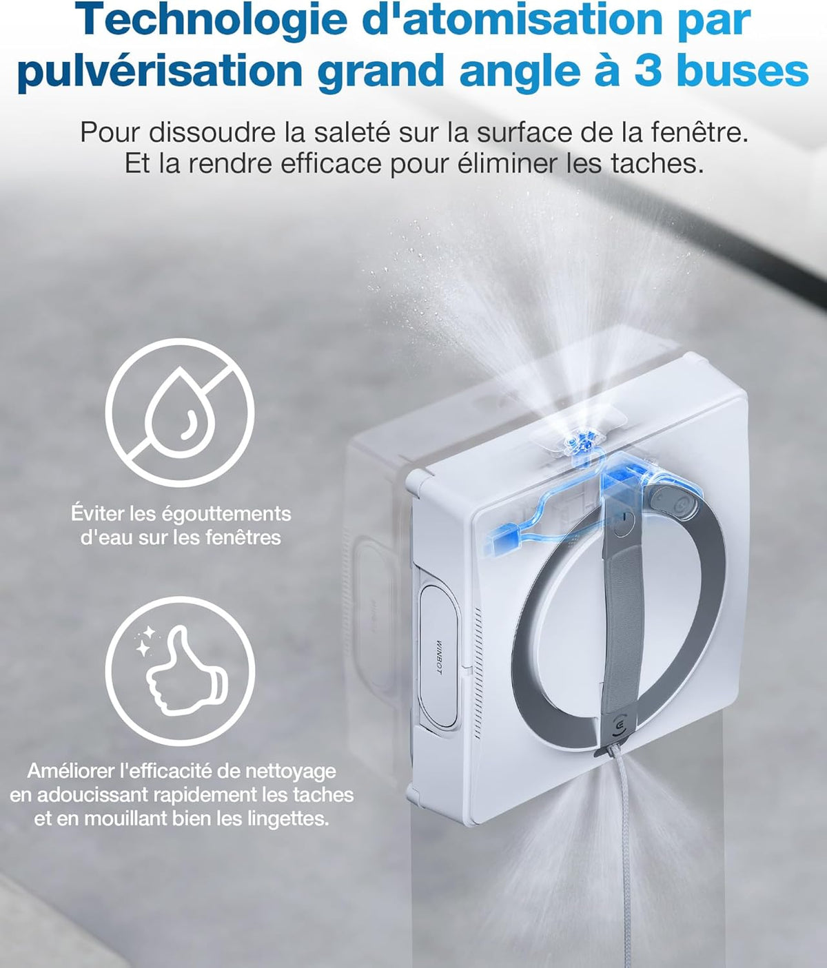 ECOVACS W2 Omni Robot Laveur de Vitre avec Station Multifonctionnelle, Nettoyeur de Vitres avec Système de Protection à 12 Niveaux, Mode de Nettoyage de Bord, Leader de l'industrie