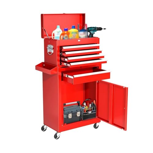 Rangement des outils Coffre à outils roulant portable avec coffre supérieur amovible et roues verrouillables | Armoire robuste doublures de