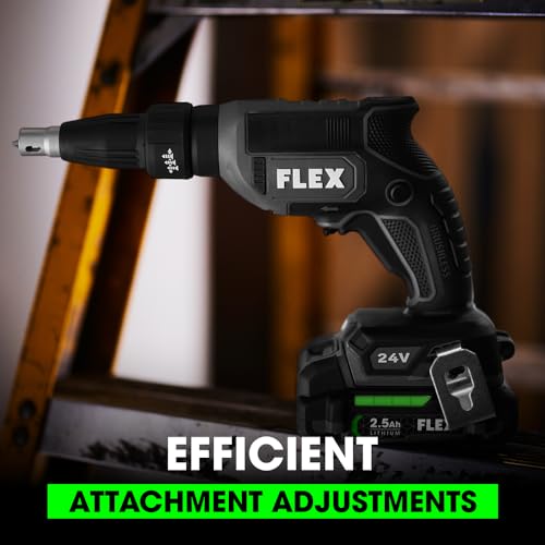 FLEX - kit de pistolet visseuse pour cloison sèche sans fil 24V sans balais avec outil de serrage de chargeur uniquement, batterie et charge