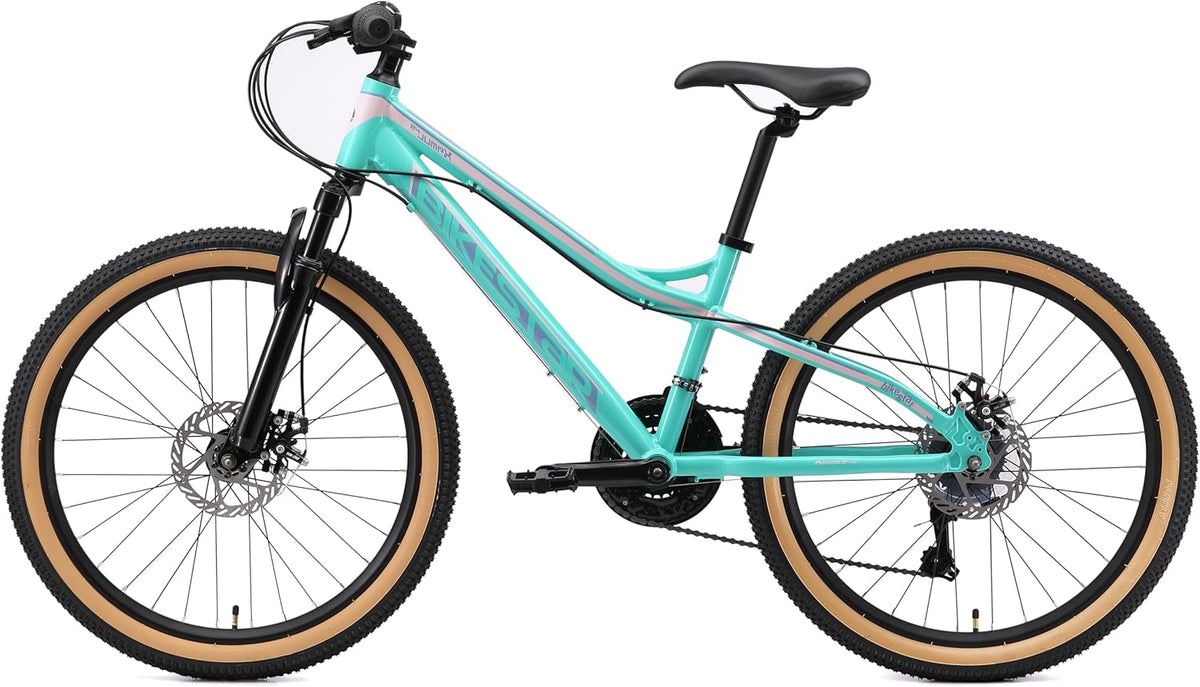BIKESTAR VTT Vélo Tout Terrain pour Enfants de 10-13 Ans | Bicyclette 24 Pouces 21 Vitesses Shimano, Hardtail, Freins Disc, Suspension