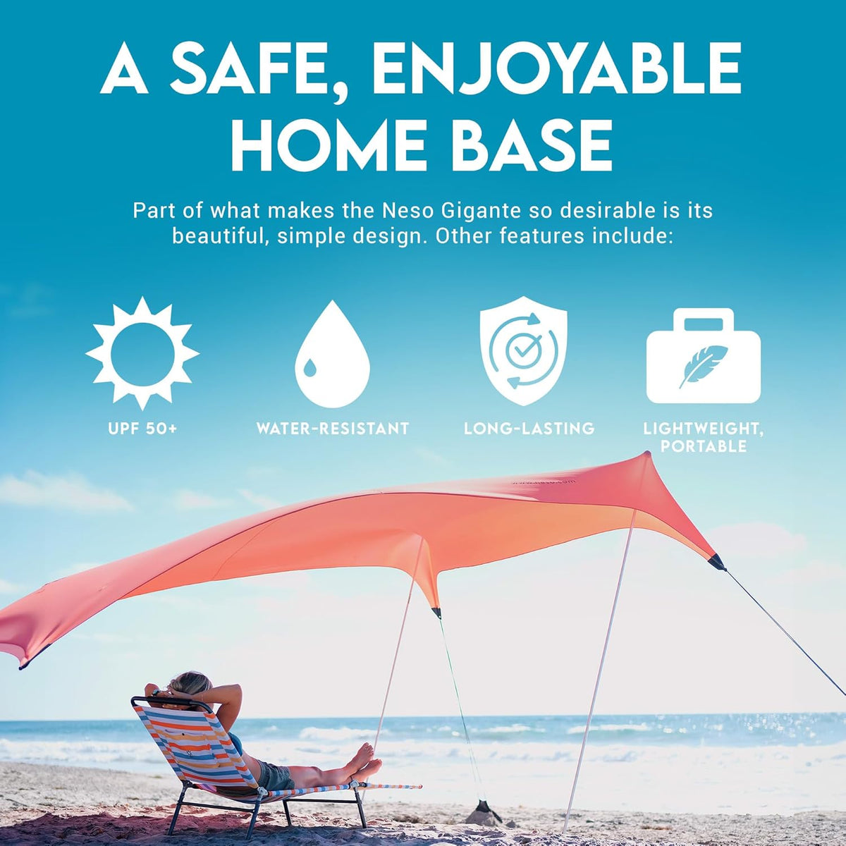 Gigante Tente de Plage Neso Tents, 2,5 m (8 pi) de Hauteur, 3,4 m (11 pi) x 3,4 m (11 pi), Coins renforcés et Poche réfrigérée