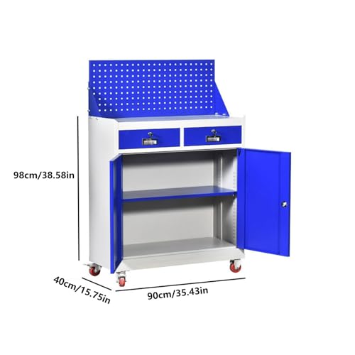 Coffret à outils Coffre à outils roulant avec roues et système de verrouillage, armoire rangement d'outils 2 tiroirs, établi coffre