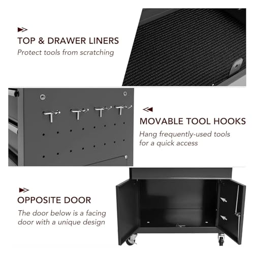 Coffret à outils Coffre à outils roulant avec 8 tiroirs et boîte supérieure amovible, organisateur de rangement d'outils mobile en acier