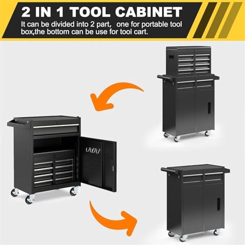 Coffret à outils Armoires à outils roulantes, boîtes supérieures amovibles et chariot roulettes verrouillables