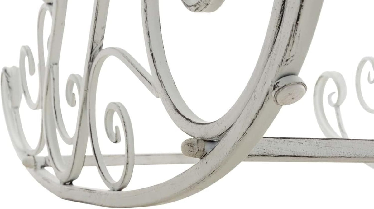 CLP Lot De 2 Fauteuils A Bascule en Fer Forgé Smilla I Rocking-Chair D'Extérieur avec Dossier Haut Et Accoudoirs, Couleur:Blanc Antique
