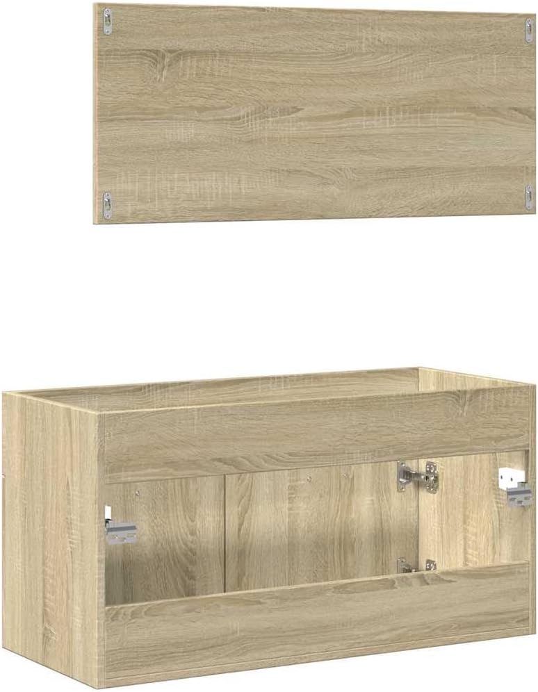 AJJHUUKI Ensemble de meubles de salle de bain - 2 pièces - En chêne Sonoma - Bois d'ingénierie