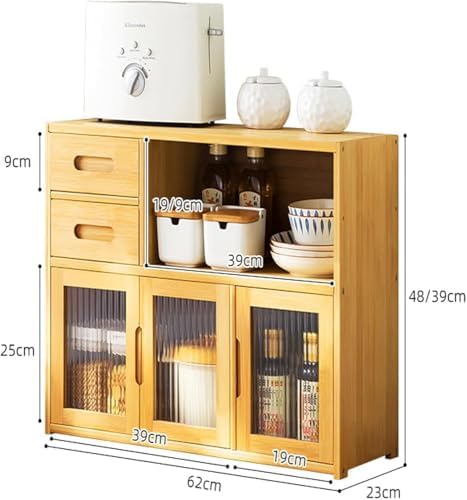 Meuble de rangement de cuisine multifonction avec portes et tiroirs, buffet élégant pour l'organisation de la vaisselle, des épices et des ustensiles, meuble de cuisine peu encombrant