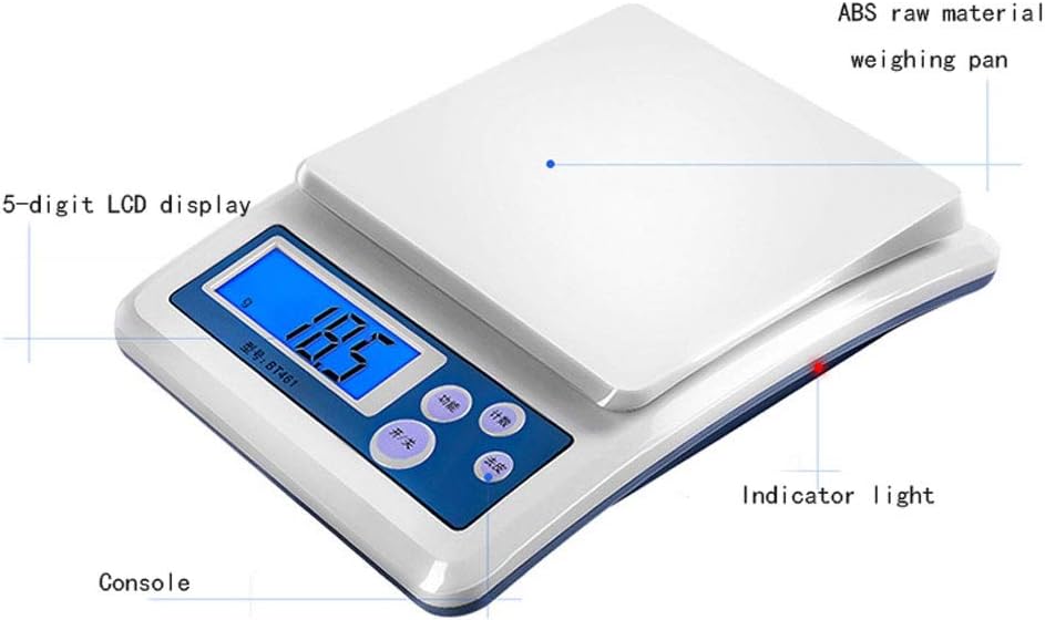 GLJTUO Balance Électronique, Fonction Tare De Cuisine, Écran LCD Rétroéclairé, Facile À Lire, Pesée Multifonctionnelle des Fruits Et Légumes, Convient pour La Cuisine,3kg/0.1g