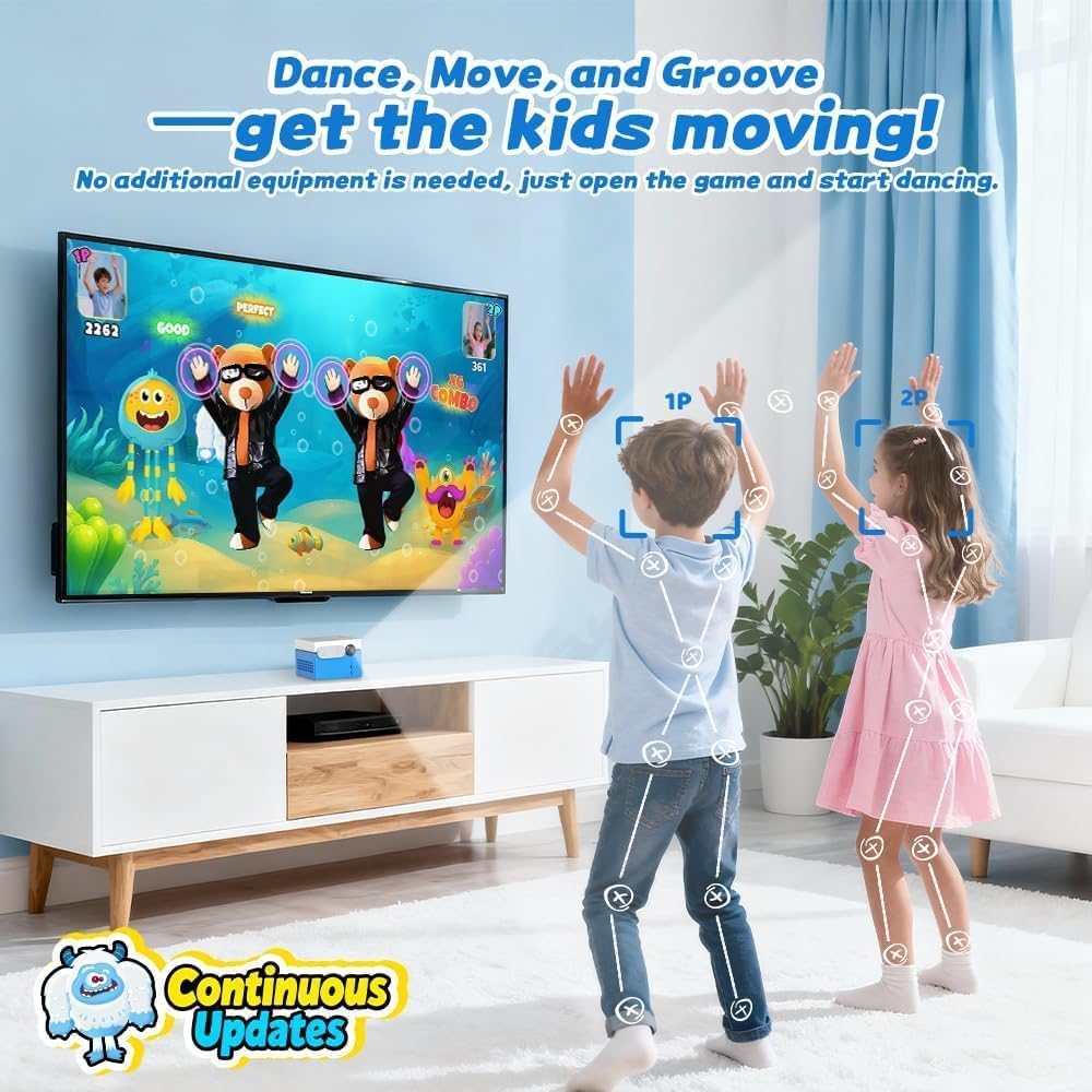 Console de Jeux Enfant MotionX avec Détection de Mouvement, Caméra HD, 2 Joueurs, 50+ Jeux Sport & Éducation, Plug & Play, sans Abonnement – Console Jeux Enfant 3 Ans et Plus, Cadeau Garçons Filles