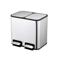 WFchenj222-6 Poubelle de cuisine à double compartiment avec bacs déchets ou recyclage et couvercle fermeture douce Poubelle de cuisine(Silver)
