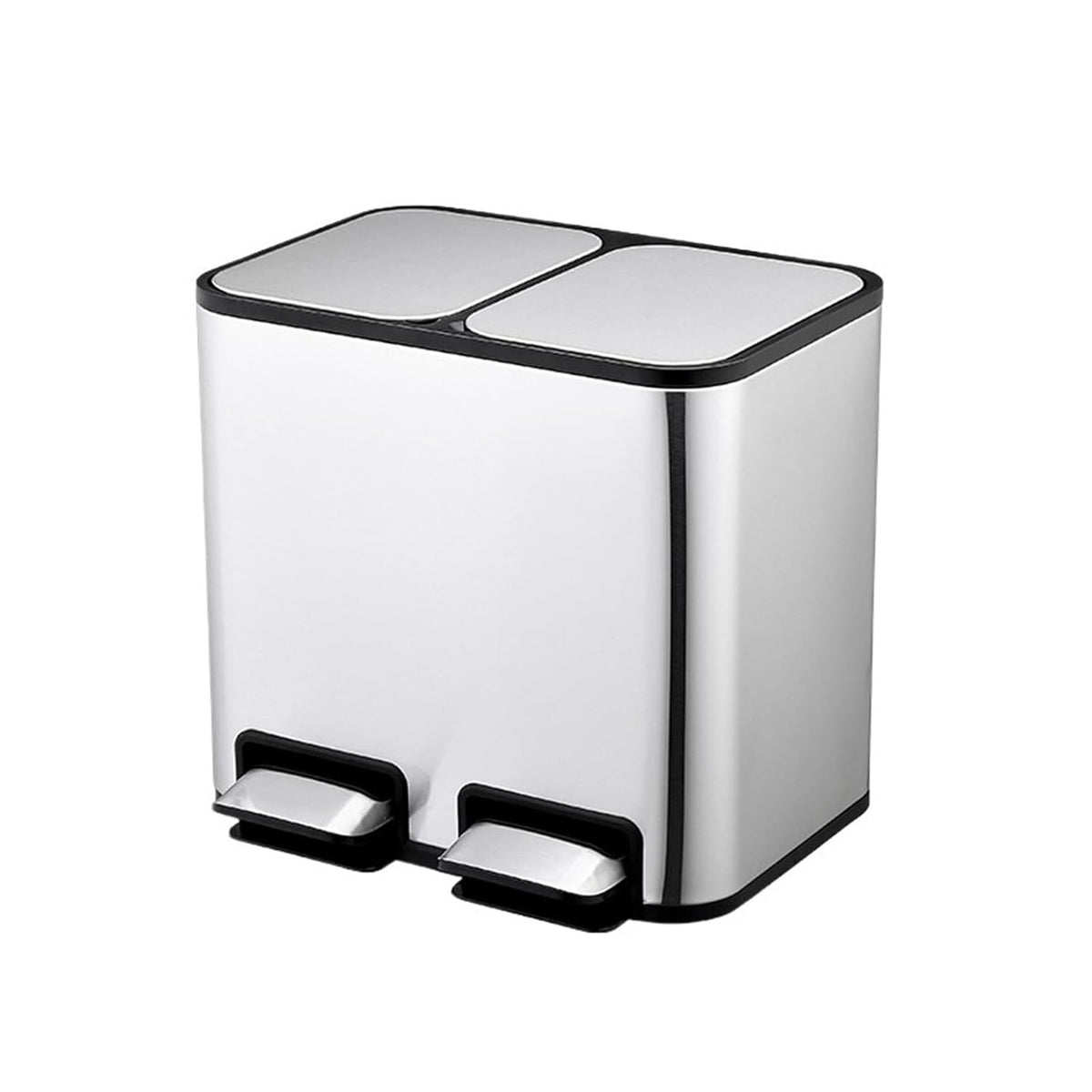 XXAD553TY Poubelle Poubelle de cuisine à double compartiment avec bacs déchets ou recyclage et couvercle fermeture douce Poubelle Cuisine(Silver)