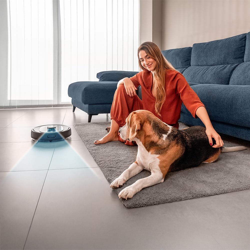 Cecotec Robot Aspirateur et Laveur de Sols avec Base AutoVidange Conga 9590 Spin Revolution Ultra Power Home. Navigation Laser, 10000Pa, App, Autonomie 240min, Brosse Spéciale Animaux, Mopas Rotatives