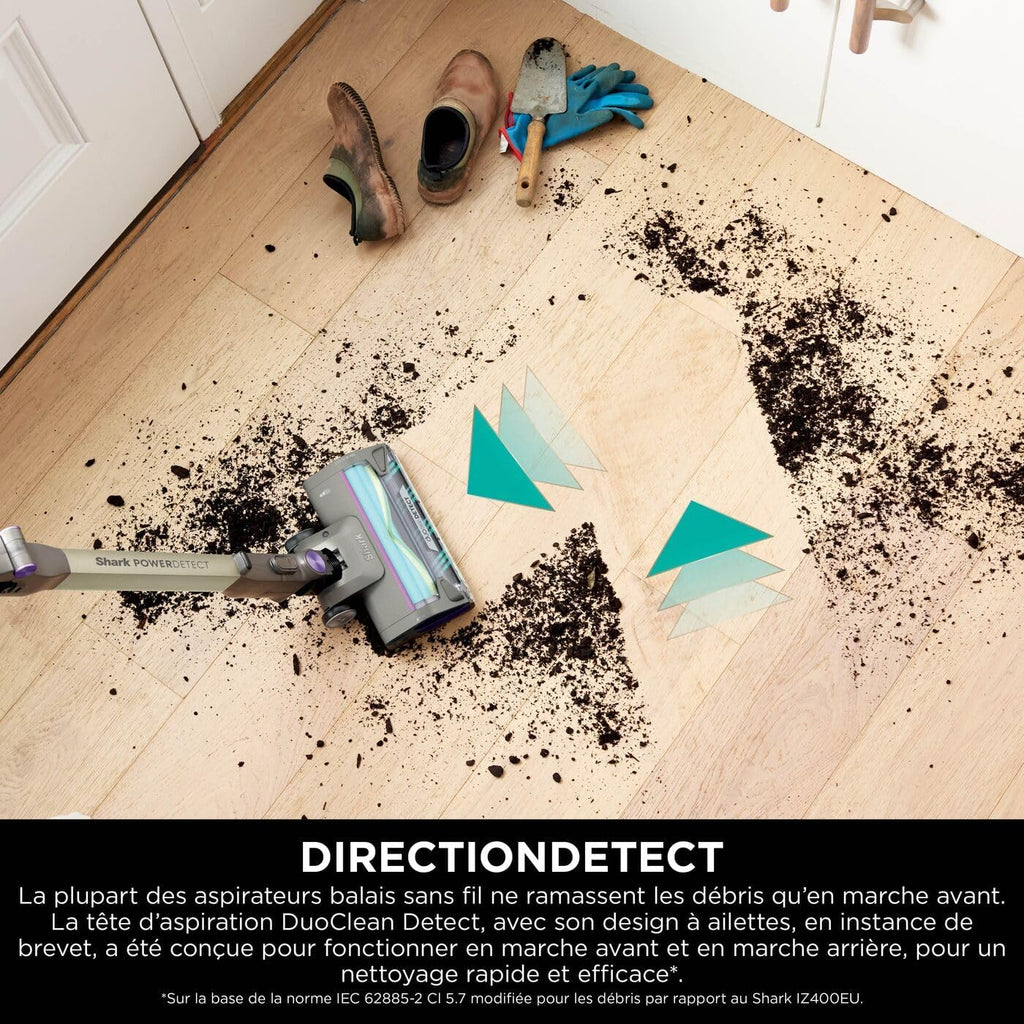 Shark aspirateur sans fil PowerDetect Clean et Empty, DuoClean Detect, Reverse Clean, base auto-vidante 2 l, Anti-Hair Wrap Plus, autonomie 70 min, léger, animaux ou multisurface, Gris IP3251EUT