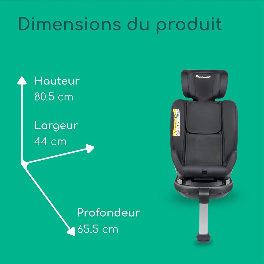 Bebeconfort EvolveFix Plus i-Size, Siege Auto 360, 0-12 Ans, 40-150 cm, Siège Auto ISOFIX, 10 Positions d'Appui-tête, 4 Positions d'Inclinaison, Protection Contre les Chocs Latéraux, Black Mist