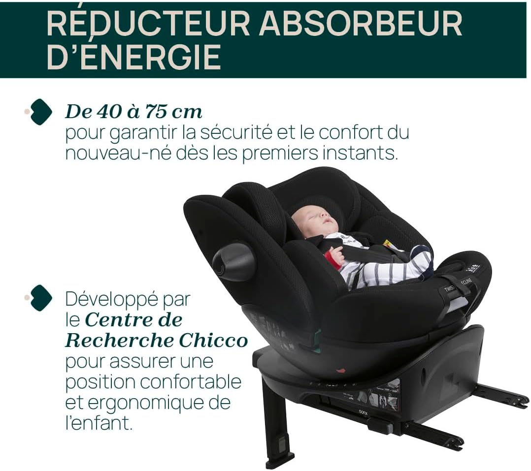 Chicco Everone I-Size, siège auto avec base Isofix, de 0 à 36 kg, de 40 à 15 cm, homologué ECE R129/03, pivotant à 360° et inclinable, universel, groupe 0+/1/2/3 de 0 à 12 ans