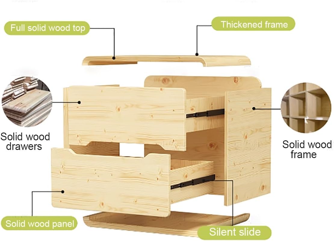 Table de Nuit en Bois, Table Chevet avec 2 tiroirs et Poignée Invisible, Meuble de Chambre à Coucher Maison Intérieur, Moderne, Chevet de Lit pour Chambre à Coucher et Salon(Light Gray,40cm)