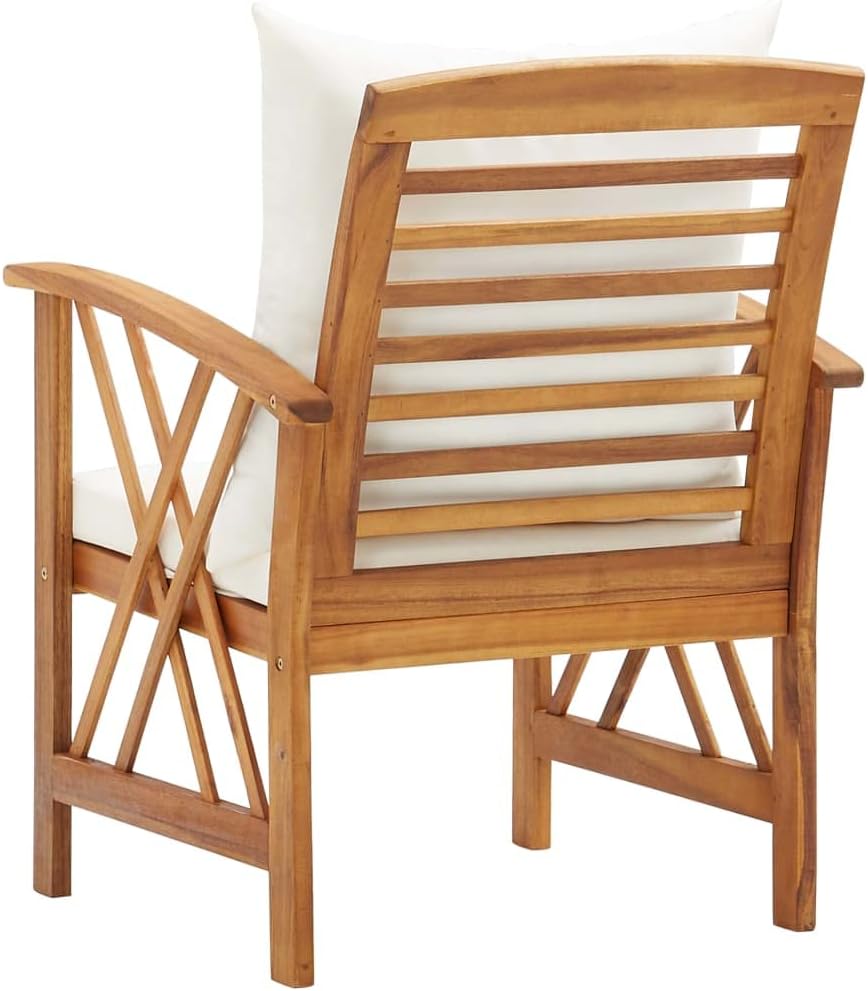 vidaXL 2X Bois d'Acacia Massif Chaises de Jardin avec Coussins Fauteuils de Patio Fauteuils de Jardin Chaises de Terrasse Extérieur Arrière-Cour