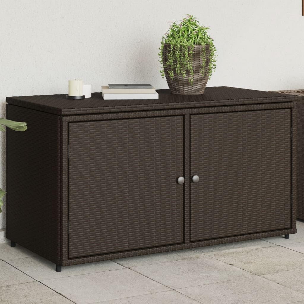 ZEYUAN Armoire de rangement de jardin en rotin PE marron 110 x 55 x 60,5 cm, armoire extérieure de jardin, meubles de jardin extérieur - 365568