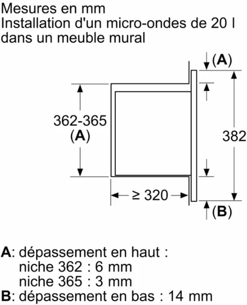 Bosch BFL523MB3F, Série 2, Micro-ondes, Encastrable, Noir