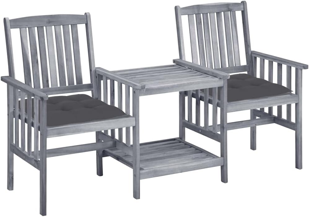 Générique Chaises de Jardin avec Table à thé et Coussins Acacia Solide,Salons de Jardin,3061317