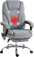 Vinsetto Fauteuil de Bureau massant et Chauffant Chaise de Bureau Chaise Ergonomique avec Hauteur réglable Dossier inclinable télécommande Filaire Repose-Pieds rétractable et pivotant 360° Gris