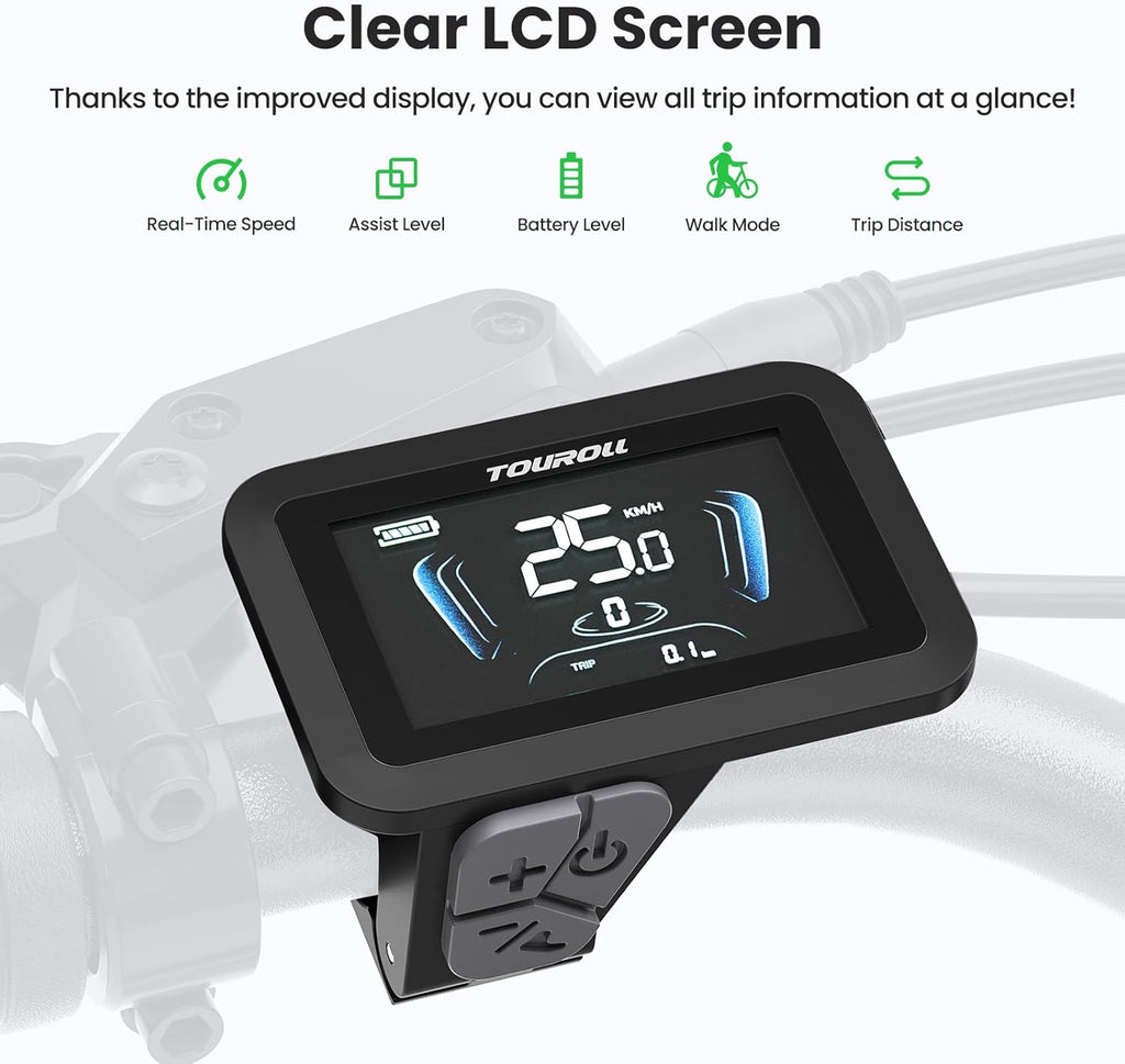 Touroll Vélo électrique J1 Pro, Vélo Électrique Adulte 100km Autonomie, Freins Disque Hydraulique, Batterie 36V 15.6Ah Amovible, 250W VTC Electrique Homme Femme