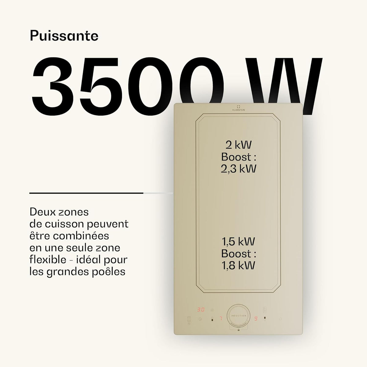 Klarstein Plaque Induction Électrique, Double Chauffage, 2 Feux, 3500W x2, Tables de Cuisson à Induction Smart Touch Control, Affichage Numérique et Minuterie, 240v