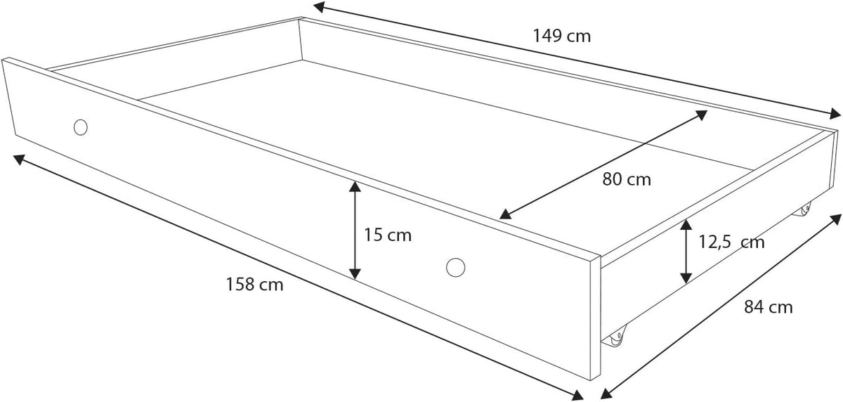 KOBI Lit Enfant Max Blanc | 160x80 | avec tiroir, Balustrade et Matelas | pour Filles et garçons | pour Chambre d'enfant |