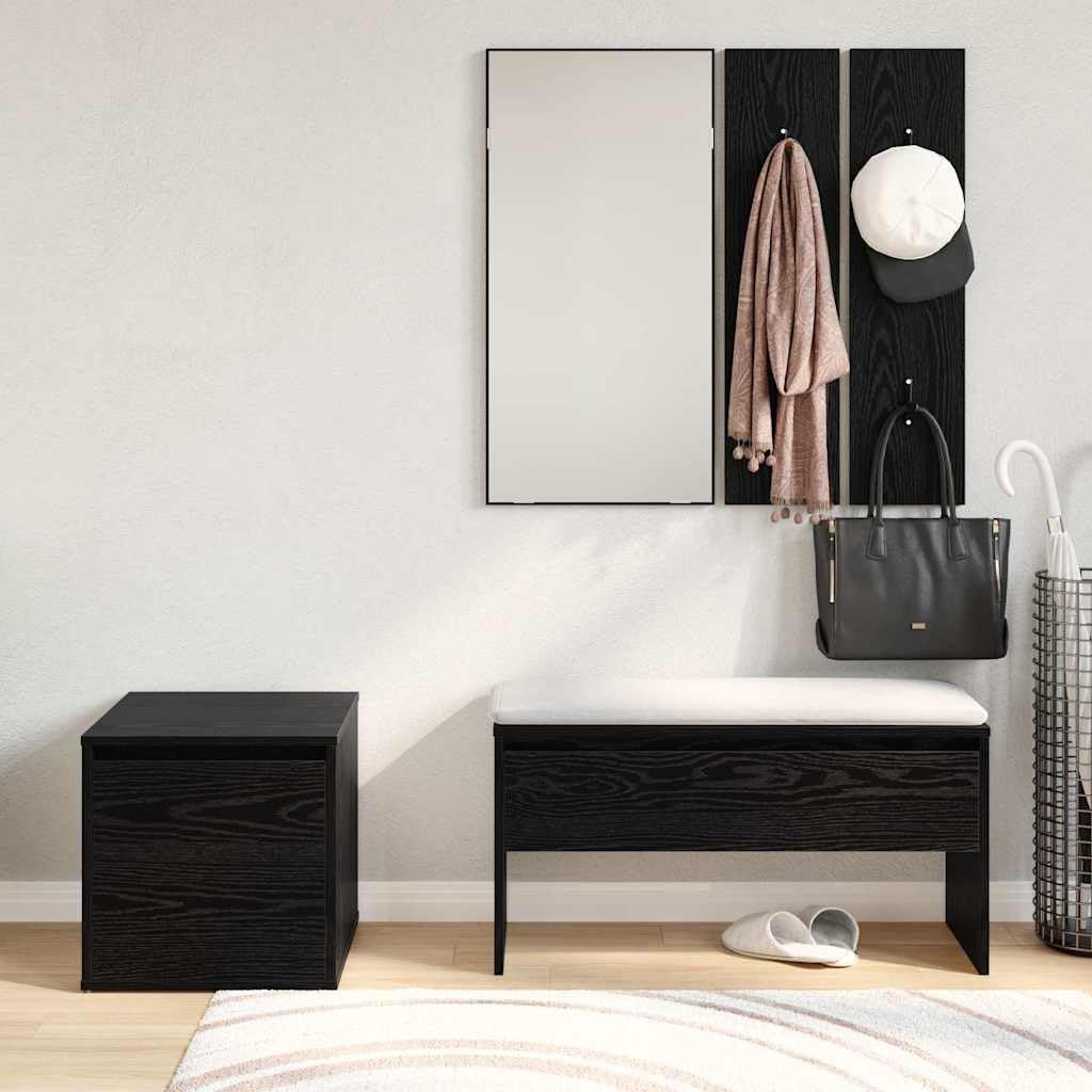 Owoxanthellate Lot de 3 meubles de couloir - Chêne noir - 80 x 31 x 40 cm - Look moderne - Avec miroir et tiroirs - Design rembourré peu encombrant - Pour couloir, chambre à coucher et petit bureau à