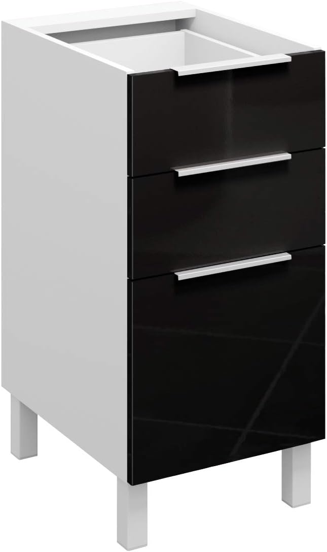 BERLIOZ CREATIONS Caisson de Cuisine avec tiroirs amortis, Panneaux de Particules, 40 x 83 x 51,6 cm, Fabrication 100 Française