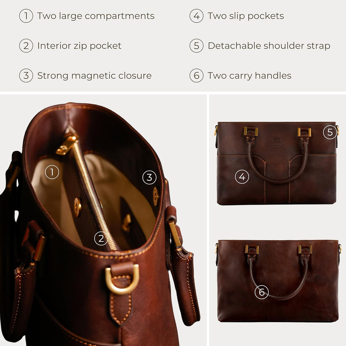 Time Resistance Tote bag en cuir pour femme - Sac à main moderne - Tote bag cuir
