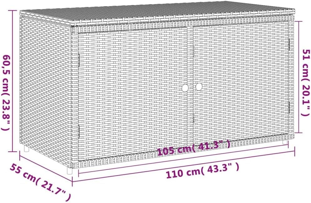 Canditree Armoire de Rangement de Jardin en Résine Tressée, Armoire Bass D'extérieur avec 2 Portes 2 étagère (Gris)