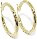 Boucles d'oreilles créoles en or jaune 18 carats avec tube rond de 3 mm d'épaisseur et 3 cm de diamètre extérieur