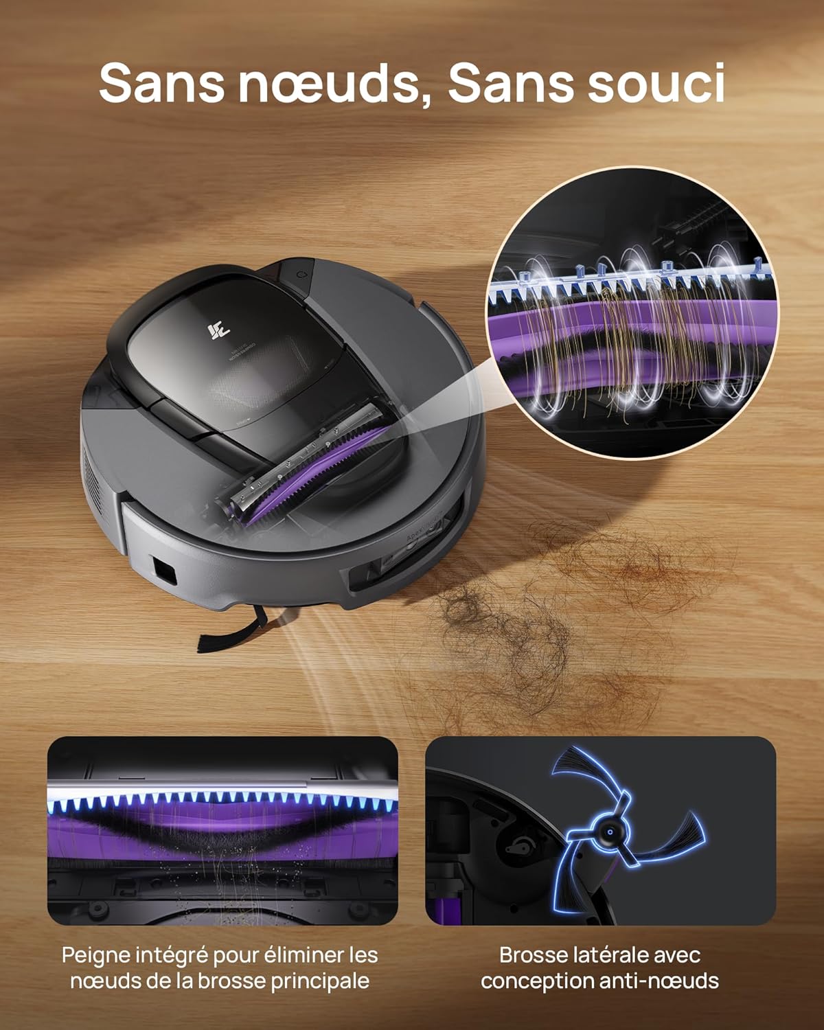 3i Robot aspirateur Laveur G10+, Compression silencieuse des débris, 60 Jours sans vidange, Serpillière et Brosse Extensibles, 18000 Pa, évitement d’Obstacles Digne d’Un Flagship