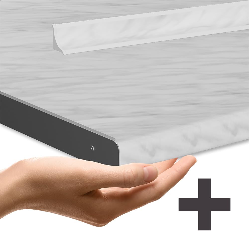 Vicco Cuisine Fame-Line, Bleu foncé Brillant/Blanc, 140 cm, PT Marbre