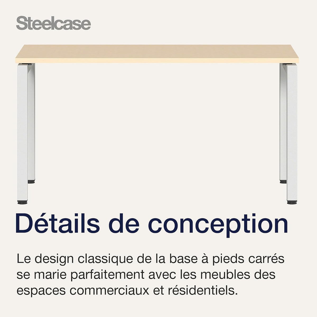 Steelcase Ottima Portico bureau avec plateau Chêne clair et base Blanc gris