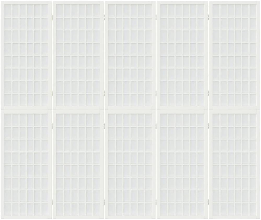 Ecran d'Intimité Paravent Séparateur de Pièces Cloison de Séparation pour Chambre à Coucher Maison Intérieur, 5 Panneaux 200x170 cm Blanc