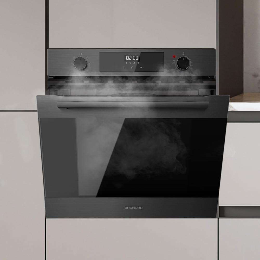 Cecotec Four Encastrable Bolero Hexa C126000 Line+ A. 2800 W, Capacité de 77 Litres, 4 Fonctions, Faible Consommation, Nettoyage à la Vapeur, Cuisson à la Vapeur, Triple Vitrage de Porte