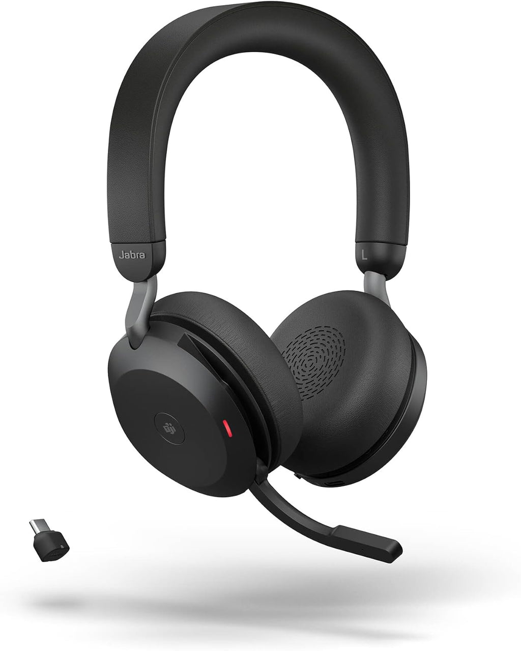 Jabra Evolve2 75 Wireless PC Headset with 8-Microphone Technology - Dual Foam Stereo Headphones with adjustable Advanced Active Noise Cancellation, USB-C Bluetooth Adapter and UC Compatibility - Black