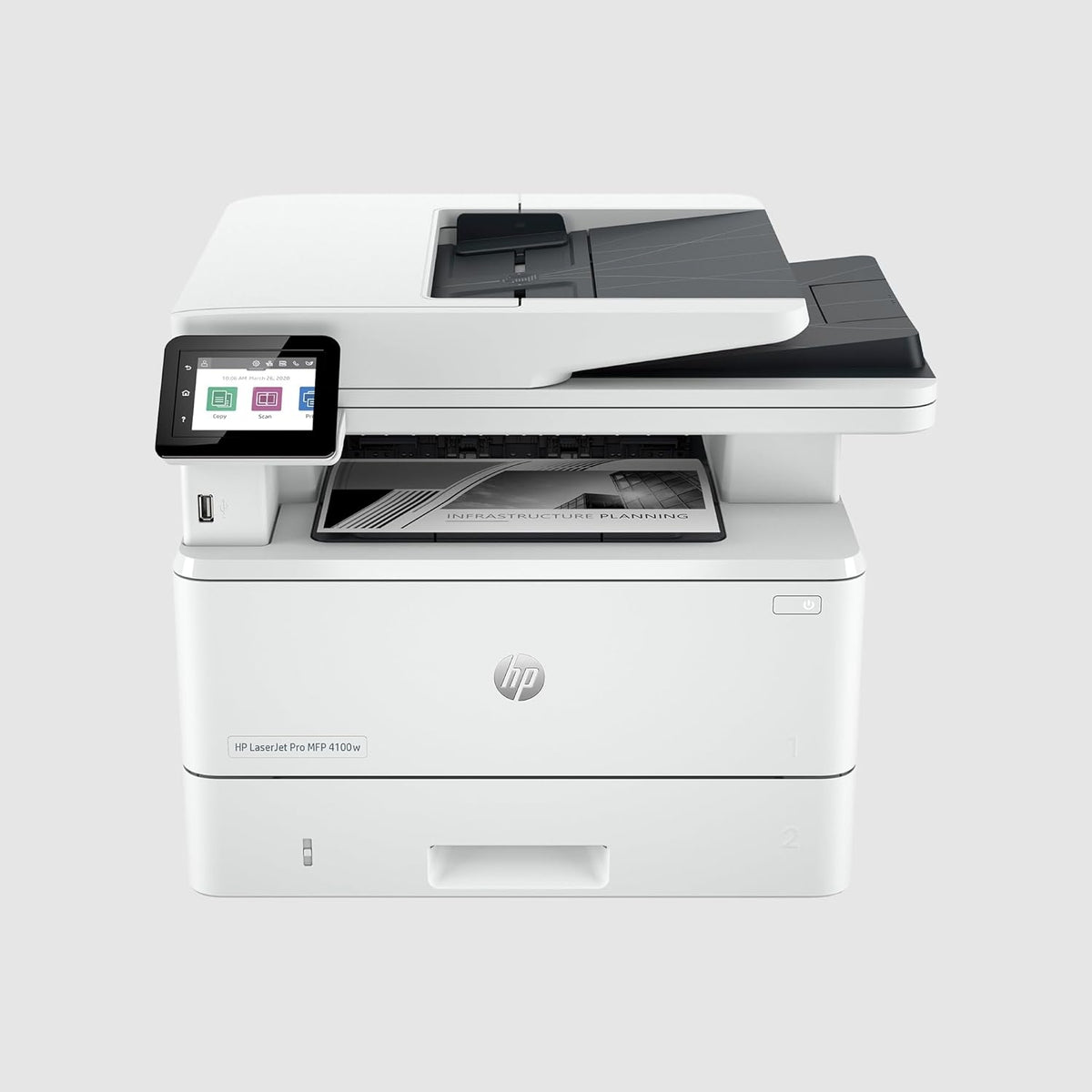 Laserjet Pro MFP 4102fdw, 2Z624F, imprimante Multifonction A4, Impression Automatique Recto-Verso, 42 ppm, Port USB hôte, Wi-FI, Ethernet, fax, ADF, Smart, Blanche