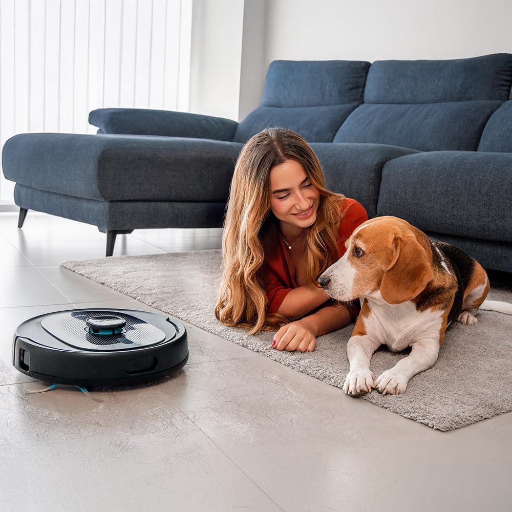 Cecotec Robot Aspirateur et Laveur de Sols avec Base AutoVidange Conga 9590 Spin Revolution Ultra Power Home. Navigation Laser, 10000Pa, App, Autonomie 240min, Brosse Spéciale Animaux, Mopas Rotatives