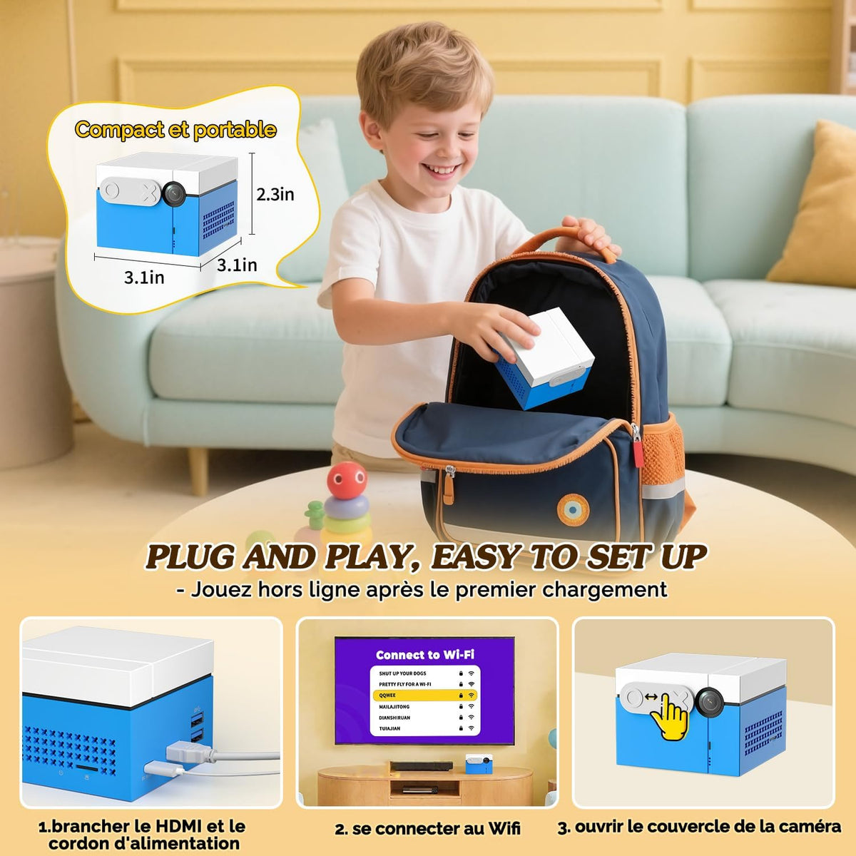 KINHANK MotionX - Console de Jeu à détection de Mouvement,Système de jeu vidéo physique interactif parent-enfant,sans Manette/mises à Jour Continues/sans abonnement,Jouet Cadeau pour Enfants dès 3 Ans