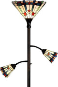 Bieye Lampadaire torche style Tiffany à 3 lumières avec lampes de lecture réglables pour salon, 178 cm de hauteur Blanc, Mission