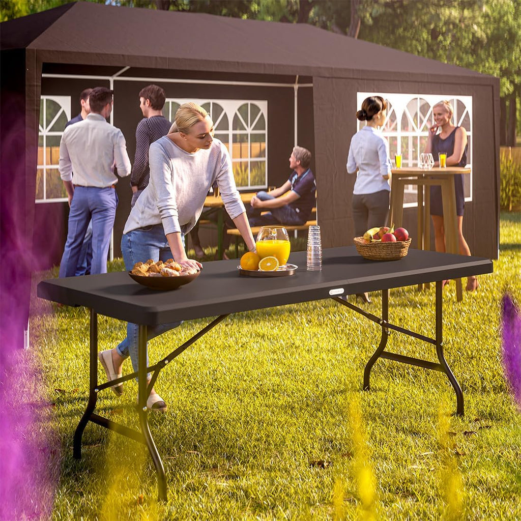 CASARIA Ensemble Table Pliante et 2 bancs 180 cm Table de Jardin 8 Personnes Camping terrasse Pique-Nique