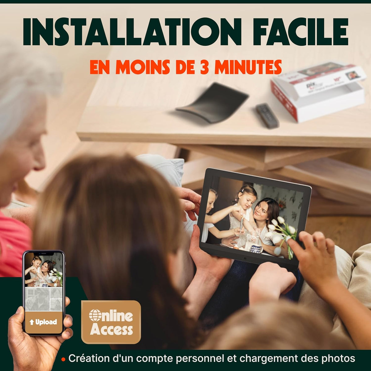 Cadre Photo numérique WiFi 10 Pouces Pix Star - Stockage Gratuit et illimité sur Le Cloud Detecteur de Mouvement - Cadres Photo numérique