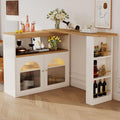 Sweiko Bar télescopique Table Moderne avec Espace de Rangement, Table d'appoint Haute, pivotante,Meuble de Rangement pour la Salle à Manger (White)