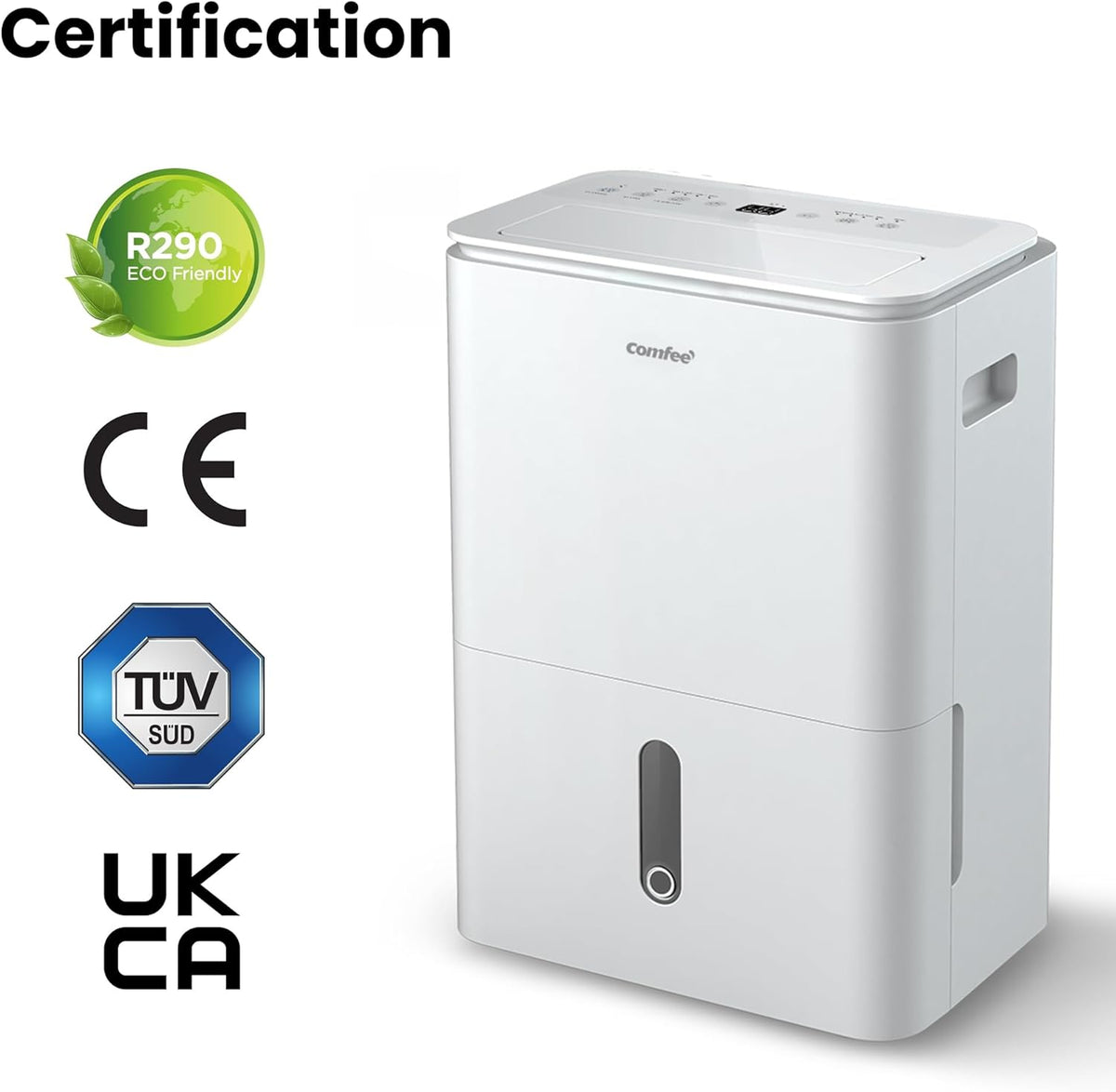 Déshumidificateur 2-EN-1,Elimine l'humidité jusqu'à 20L/Jour, Purification d'air avec ioniseur, 4 Modes, Fonction Air Swing, Contrôle APP, Idéal pour pièces de 37-52㎡, Easy Dry 20